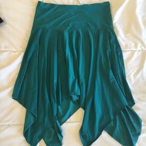 Teal blue green pleated stretchy flowy skirt